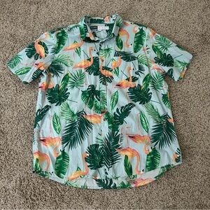 Old Navy Men's Green Flamingo Print Shirt